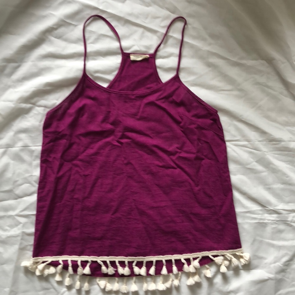 Boho racer back tank with tassel